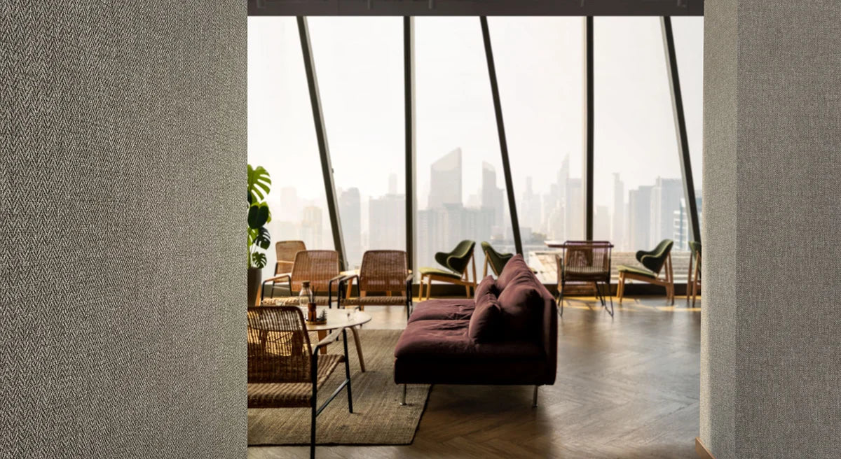 Two different wallcoverings. One considered approach.
