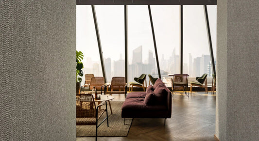 Two different wallcoverings. One considered approach.