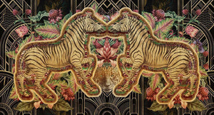 Deco Brothers in Gold - Cobalt - MU12085 - Digital Print - Muance - Kube Contract