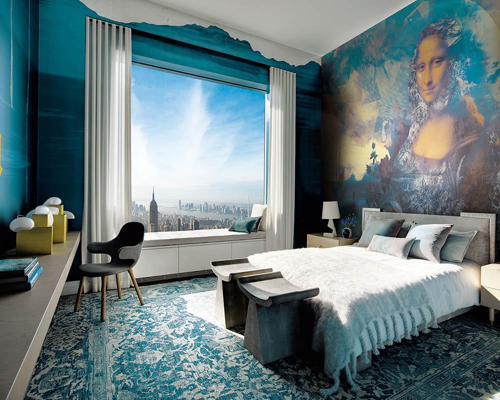 Dining with Mona in Blue - Cobalt - MU12061 - Digital Print - Muance - Kube Contract