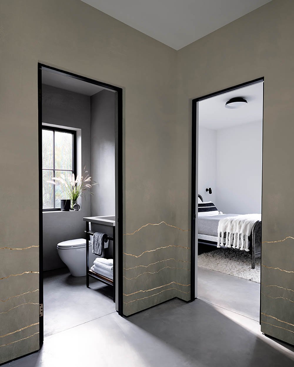 Smoke and Chalk in Taupe - Cobalt - MU12049 - Digital Print - Muance - Kube Contract